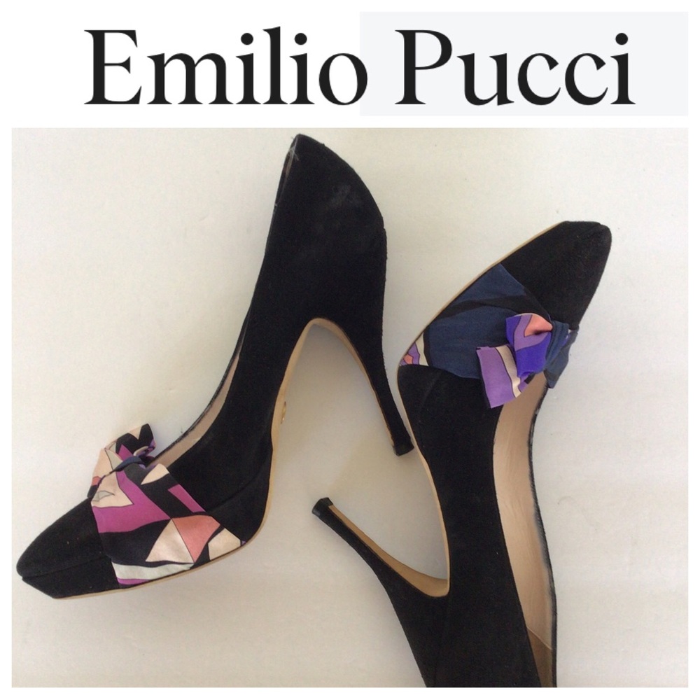 EMILIO PUCCI BLACK SUEDE HEELS SIZE 8